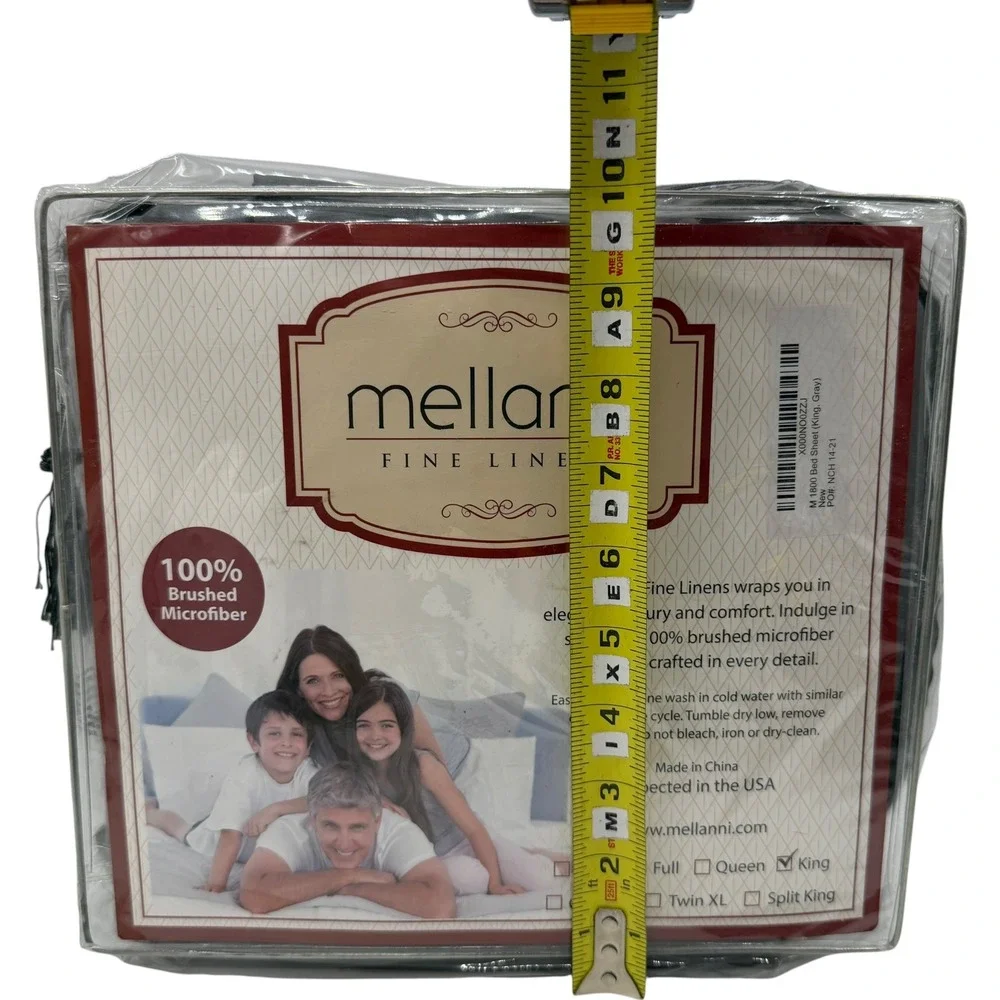 Mellanni 1800 Bed Sheet Set King Gray Brushed Microfiber‎ Deep Pocket New